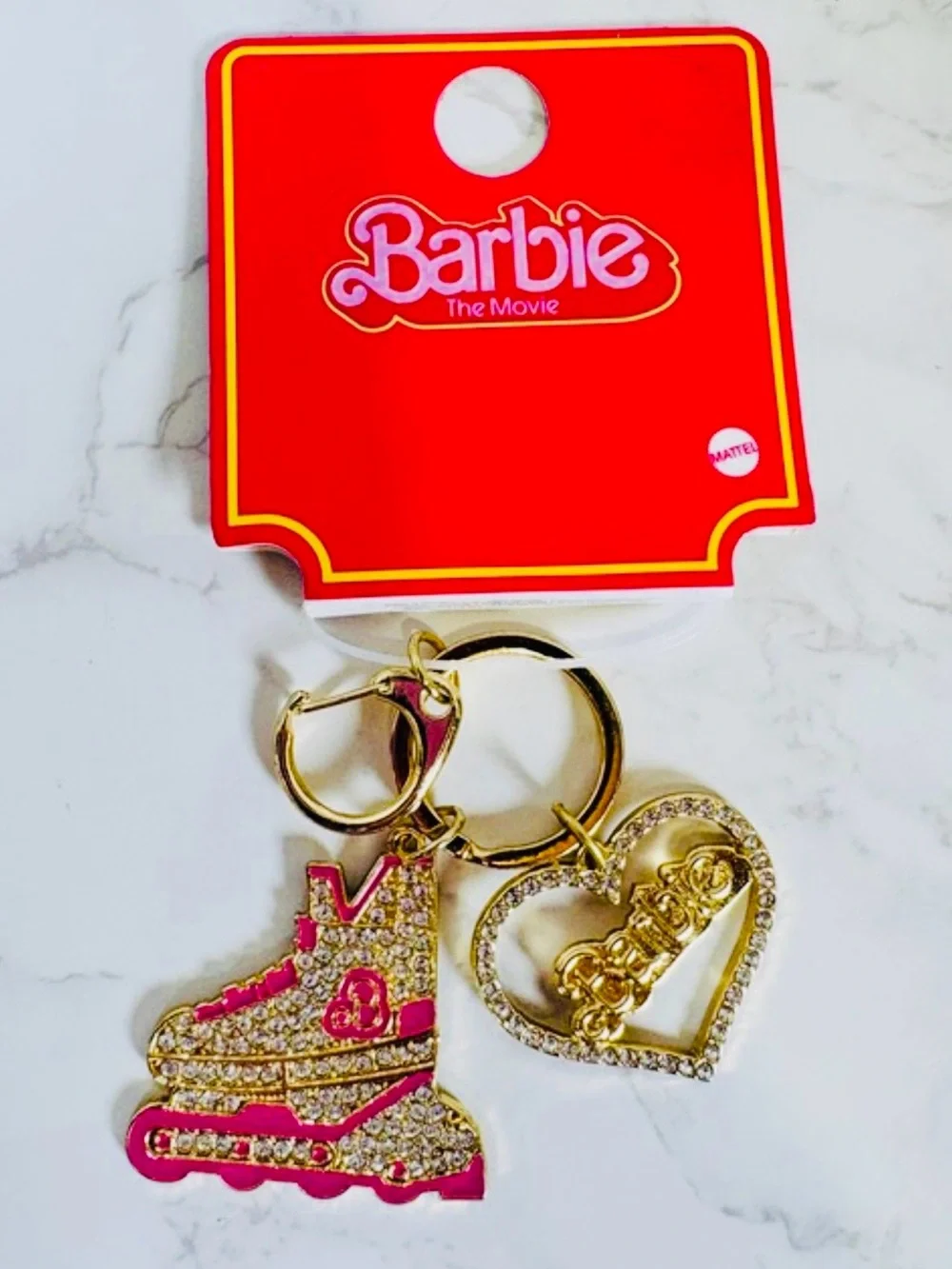 A-1DC-39: BAG CHARM/KEYCHAIN: BARBIE w/Pink & Golden Accents, Rhinestones, NWOT